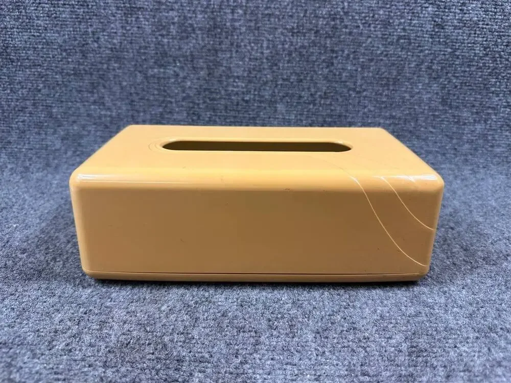 Plastic Tissue Box Cover Beige Rectangular Used Cleaning Required
